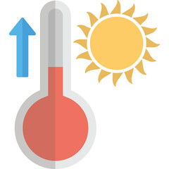 Thermometer Illustration Showing Rising Temperature With A Bright Sun Icon Against A White Background Indicating Hot Weather And Heatwave Conditions