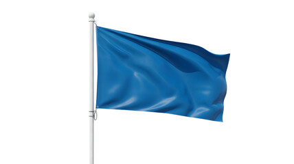 Vibrant blue flag gracefully waving on a flagpole symbolizing freedom, identity, and national pride in a clean, modern presentation
