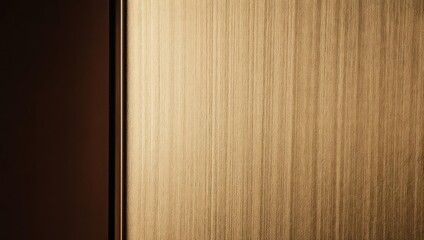 Abstract composition featuring a vertical brown panel juxtaposed with a textured gold surface