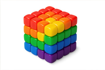 Fototapeta premium Rainbow pride cube forming with colorful blocks