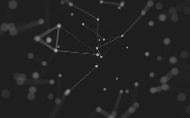 Abstract background. Molecules technology with polygonal shapes, connecting dots and lines. Connection structure. Big data visualization.