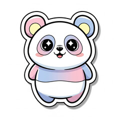 Kawai animal panda cute charming chibi pastel panda with a round cute body, perfect for aesthetic sticker collections.