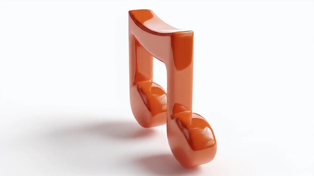 Orange music note icon on white background for music projects.