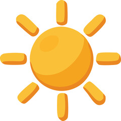 Stylized Bright Yellow Sun With Orange Rays Isolated On Transparent Background Represents Warmth Daylight And Energy