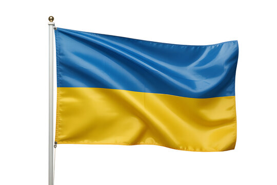 Vibrant Ukrainian flag proudly waving on flagpole, symbolizing national pride and unity during international events.