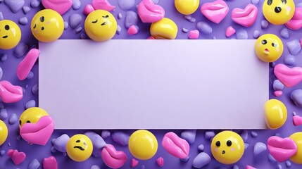 Fototapeta premium Glossy Clay 3D Emojis Blow Kisses in a Playful and Trendy Layout With Space for Creative Text