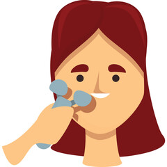 Woman Performing Facial Massage With A Roller Tool For Skincare And Rejuvenation In A Flat Illustration Style With A Transparent Background