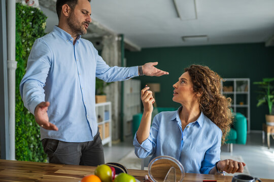 Couple having conflict with woman ignoring man