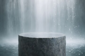 Fototapeta premium Waterfall Mist Luxury Stone Podium Background