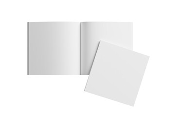 Square Magazine White Blank 3D Rendering Transparent Mockup PNG