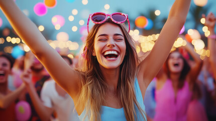 Obraz premium Joyful celebration at festive event with dancing and laughter