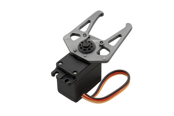Obraz premium Robotic gripper controlling servo motor on transparent background