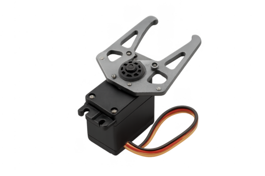 Robotic gripper controlling servo motor on transparent background