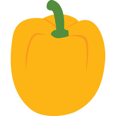 Yellow Bell Pepper With Green Stem Isolated on Transparent Background Healthy Vegetable Food Ingredient