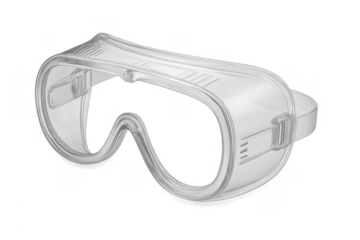 Clear plastic safety goggles protecting eyes against hazards