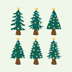 Christmas tree stock design. Christmas tree design pack illustration.