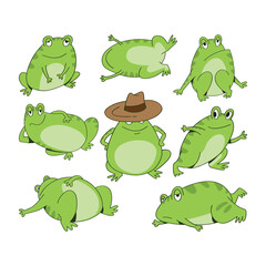 Frog mascot design. Cute frog stock design pack illustration.