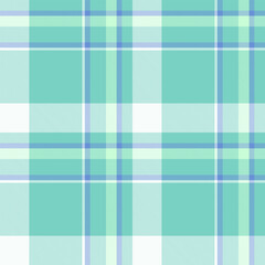 Pastel plaid pattern. Seamless checkered design with intersecting blue and green lines, creating a versatile textile. Good for fashion, backgrounds, or crafts.