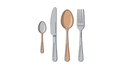 Cutlery Set Illustration Spoon, Knife, Fork, and More for Dining and Culinary Concepts