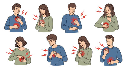 People experiencing chest pain A visual representation of heart health and discomfort