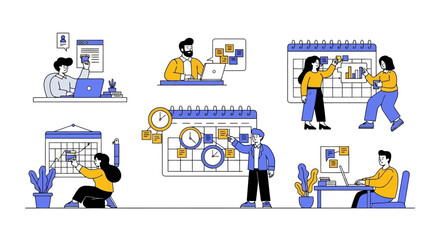 Organizing and planning tasks with effective time management and efficient scheduling illustrations