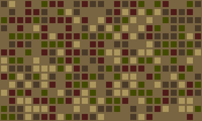 Abstract pixelated camouflage pattern.  Earthy tones create a textured, modern design ideal for backgrounds, textiles, or digital projects.