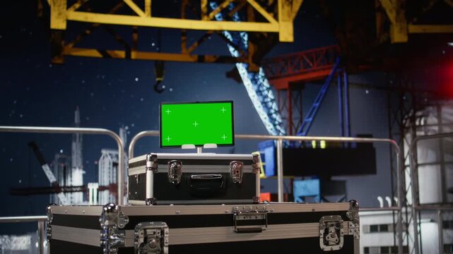 Isolated mockup screen with predictive maintenance and performance dashboard systems, optimizing drilling rig operation and reducing downtime. Industrial petroleum extraction.