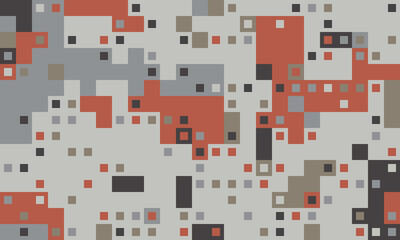 Abstract pixel art background.  Modern geometric design with muted red, grey, and beige tones. Perfect for tech, website banners, or presentations needing a subtle, yet striking visual.