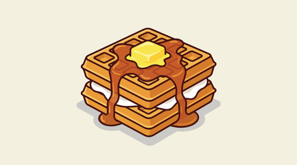 Delicious Stack of Waffles with Syrup and Butter.