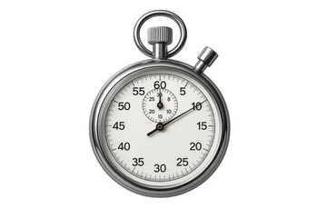 Stopwatch measuring precise time on transparent background