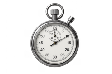 Stopwatch measuring precise time on transparent background