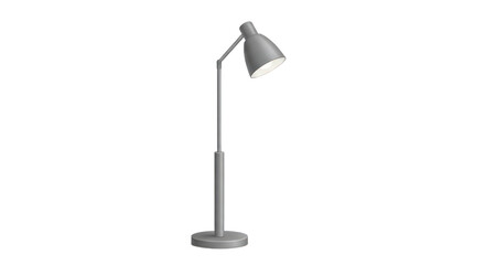 Modern grey floor lamp with adjustable arm isolated on transparent background