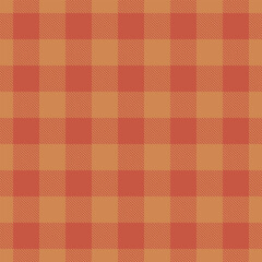 Warm, autumnal plaid pattern. Rustic checkered design in orange and rust tones. Ideal for backgrounds, textiles, and cozy designs, evoking comfort and style.