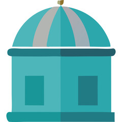 Turquoise Dome Building With Two Windows And Gold Finial In Sunlight On Transparent Background Detailed Vector Illustration