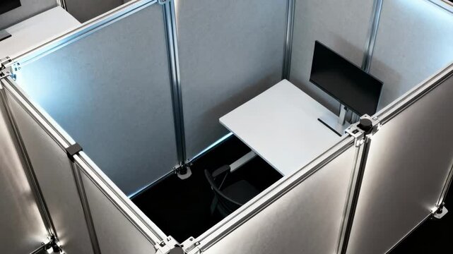 Medium shot capturing expandable modular framing panels being extended to enhance workspace functionality and spatial efficiency