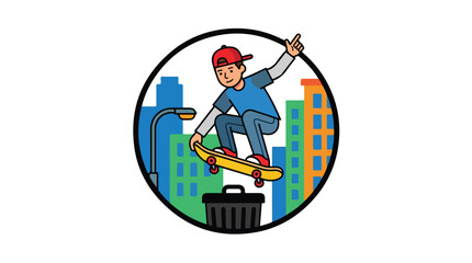 Young Skateboarder Performing an Ollie Trick in Urban Setting.