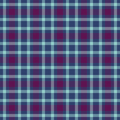 Classic tartan pattern, a timeless textile design featuring intersecting blue, violet, and aqua stripes. Perfect for backgrounds, textures, or fabric designs.
