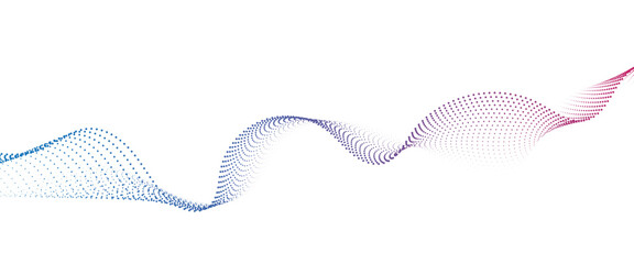 Flowing Dot Wave halftone gradient pattern on transparent background