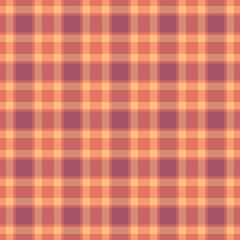 Warm, inviting plaid pattern in peach, orange, and plum hues.  Ideal for textiles, backgrounds,  design elements adding a cozy, classic touch. Versatile for various projects.