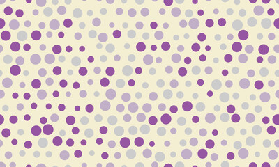 Abstract pastel purple and grey polka dot pattern on a cream background.  Perfect for website backgrounds, textile design, or playful branding.