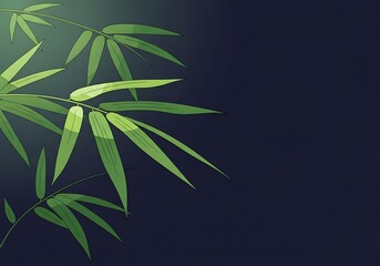 Obraz premium Stylized Bamboo Leaves Against a Dark Backdrop with Empty Space