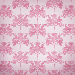 Pink watercolor damask pattern, background