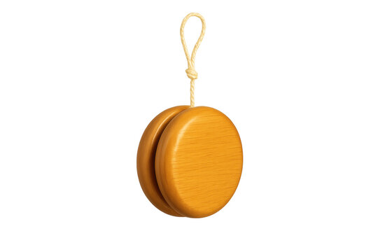 Wooden yo yo toy with string on transparent background