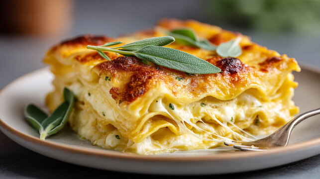 Delicious butternut squash lasagna with sage - autumn comfort food dish