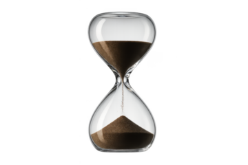 Hourglass with sand flowing measuring passing time