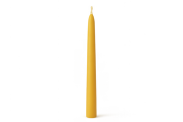 Yellow unlit taper candle with transparent background