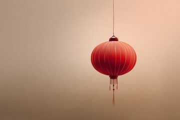 Red lantern centered on warm gradient background.