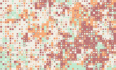 Fototapeta premium Abstract pastel square mosaic pattern. Perfect for website backgrounds, textile designs, or modern art projects. This vibrant, pixelated texture evokes feelings of energy and digital innovation.