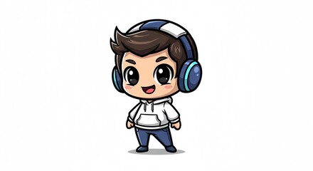  Cute Modern Vector Character Mascot – Chibi Style Illustration for Branding” call center operator