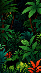 緑のジャングル　AI生成素材